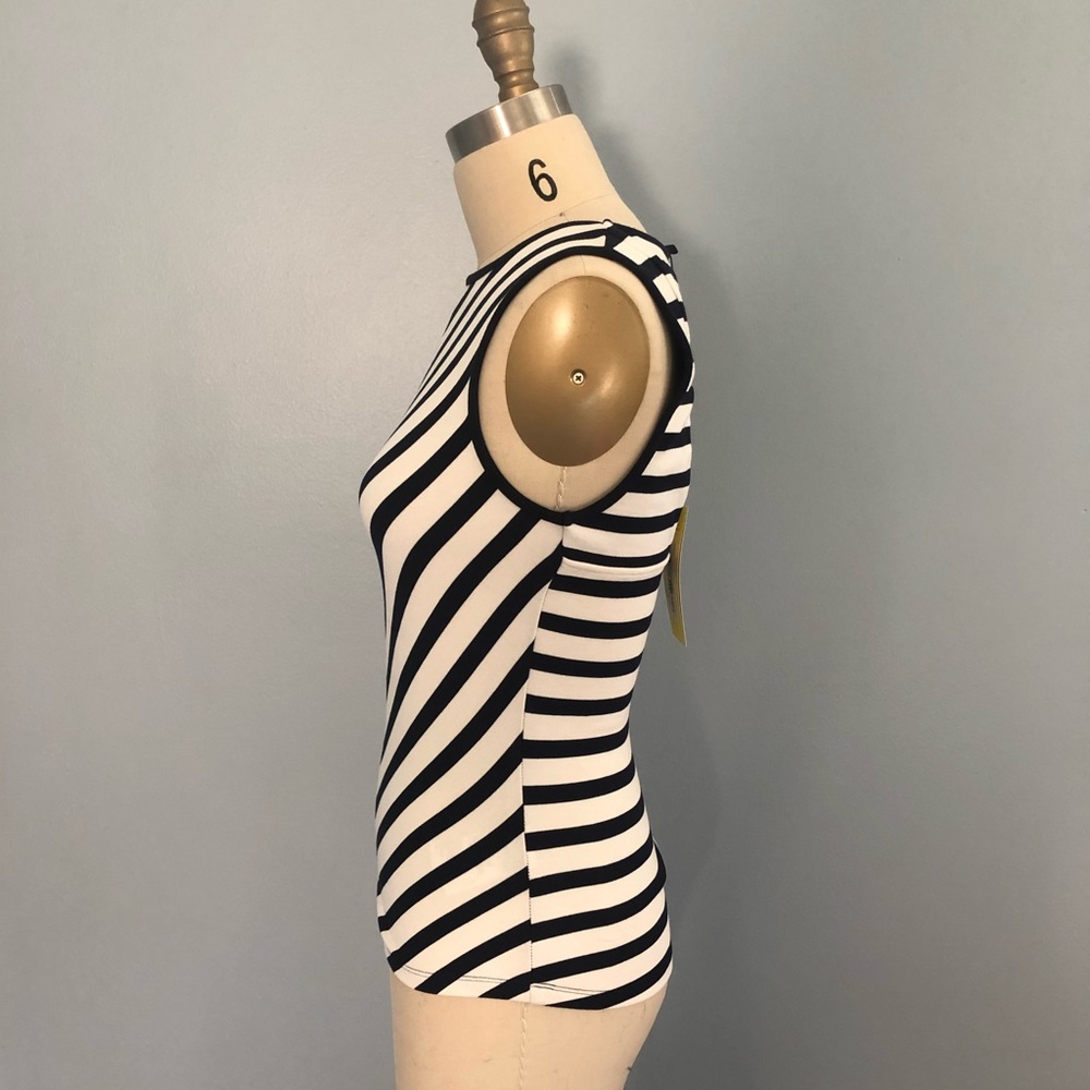 KAREN MILLEN Mitered Stripe Top with Cut Out back - Picture 4 of 5